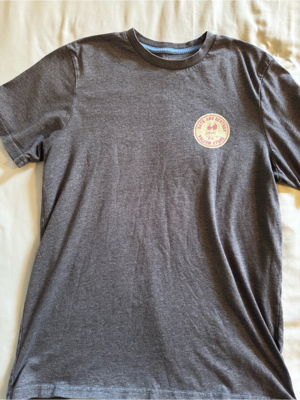 Volcom Heather Charcoal Short Sleeve Tee with Chest Emblem